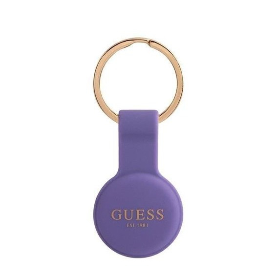 Image of Guess - Apple AirTag Anhänger Silikon Case Hülle Schlüsselanhänger (GUATSGEU) - Violett bei Apfelkiste.ch