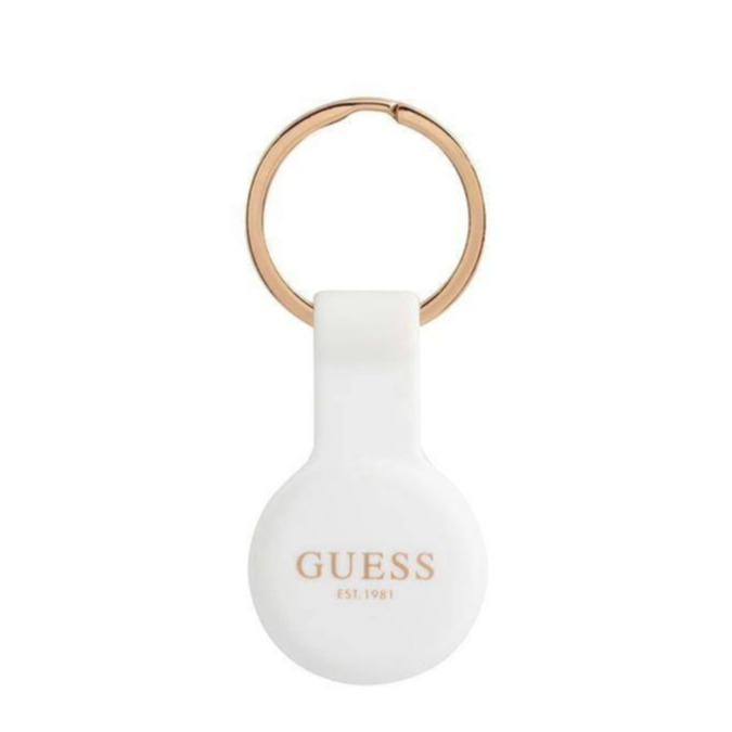 Image of Guess - Apple AirTag Anhänger Silikon Case Hülle Schlüsselanhänger (GUATSGEH) - Weiss bei Apfelkiste.ch