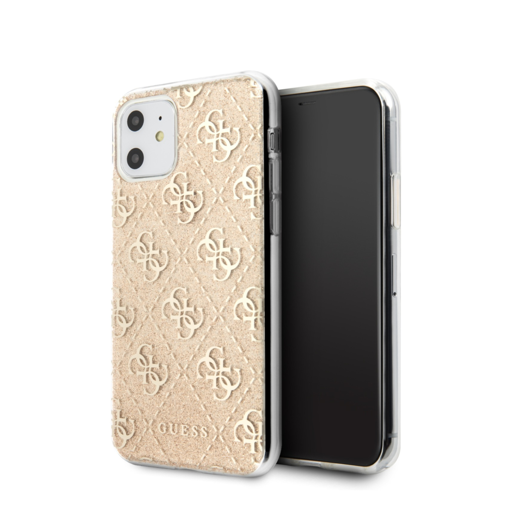 Image of Guess - iPhone 11 Hardcase Hülle Liquid Glitter 4G (GUHCN61PCU4GLGO) - Gold / Transparent bei Apfelkiste.ch