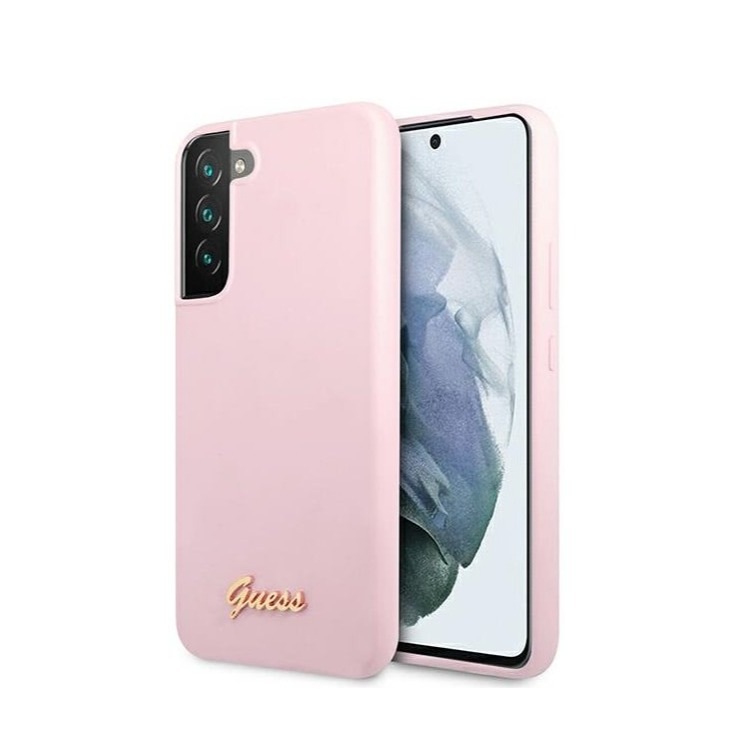 Image of Guess - Samsung Galaxy S22 5G Silikon Hardcase Hülle Vintage Script (GUHCS22SLSLMGLA) - Lavendel / Gold bei Apfelkiste.ch