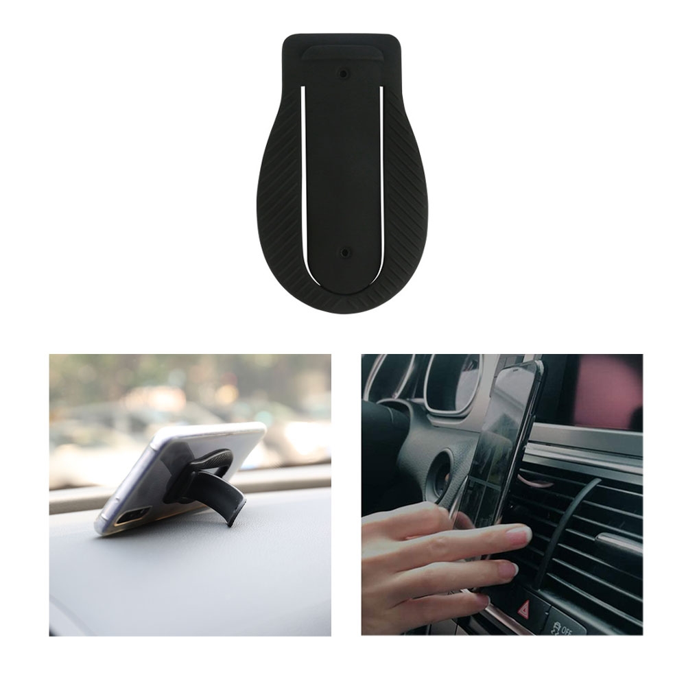 Image of 3in1 Handy Silikon Fingergriff Click Halterung Auto Lüftungsgitter / Aufsteller / Selfiehalterung - Schwarz bei Apfelkiste.ch