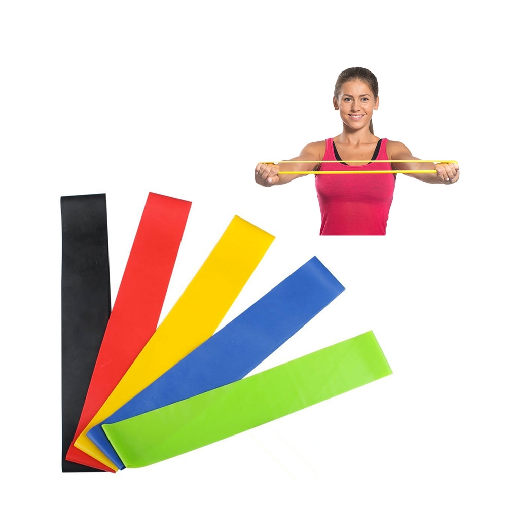 Image of (5er Set) Gummi Fitness Übungsbänder / Widerstandsbänder / Gymnastikbänder für Training / Yoga / Pilates bei Apfelkiste.ch