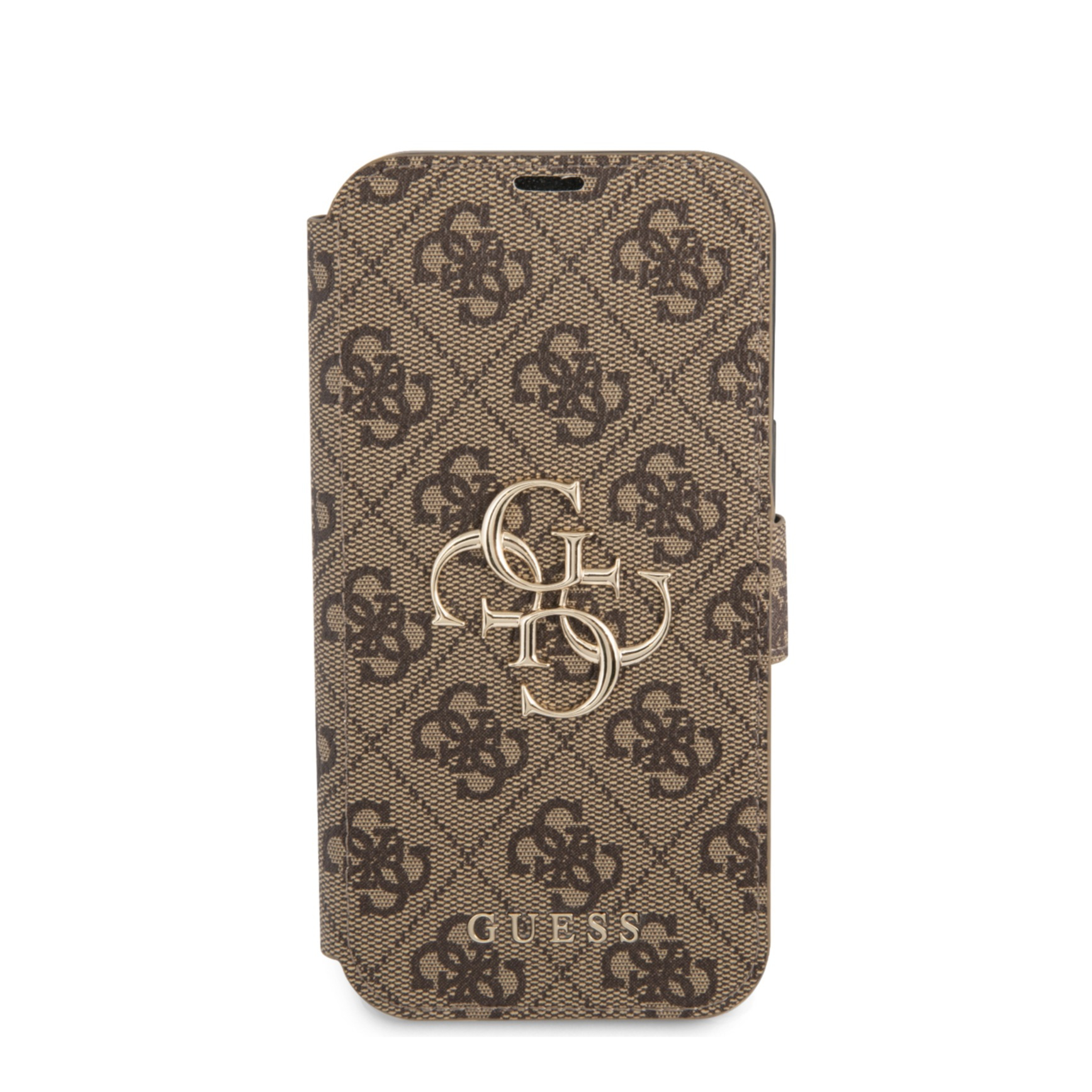 Image of Guess - iPhone 13 Leder Tasche mit Metall Logo (GUBKP13M4GMGBR) - Braun bei Apfelkiste.ch