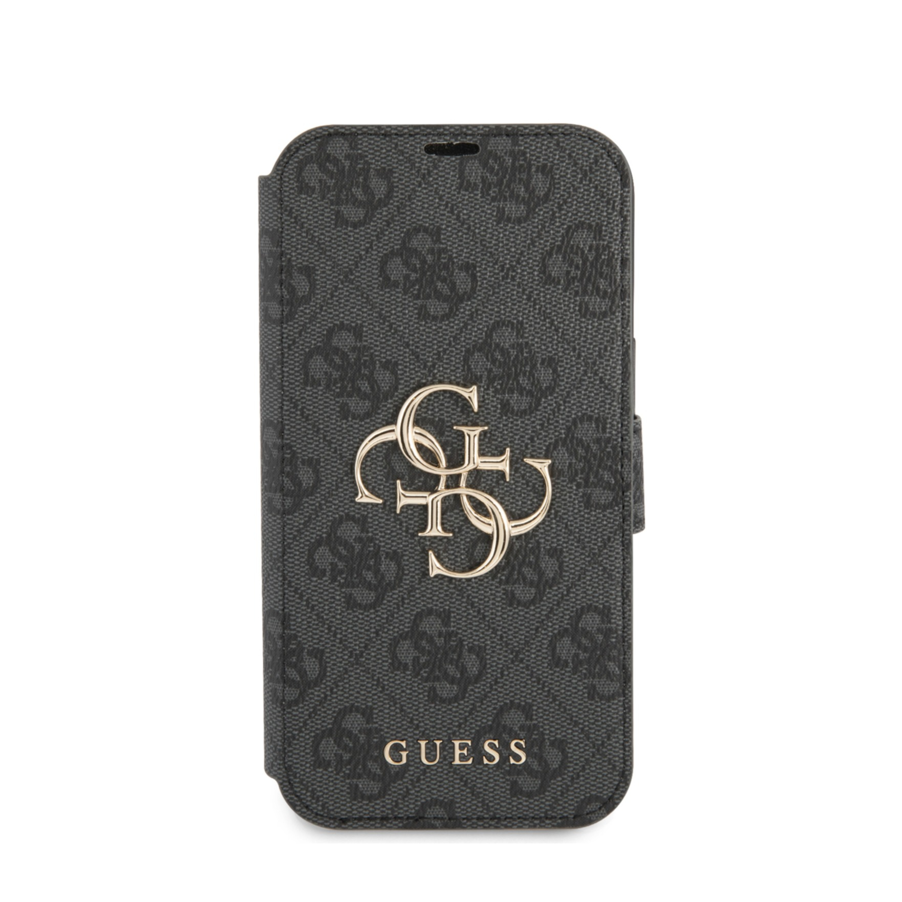 Image of Guess - iPhone 13 Leder Tasche mit Metall Logo (GUBKP13M4GMGGR) - Grau bei Apfelkiste.ch