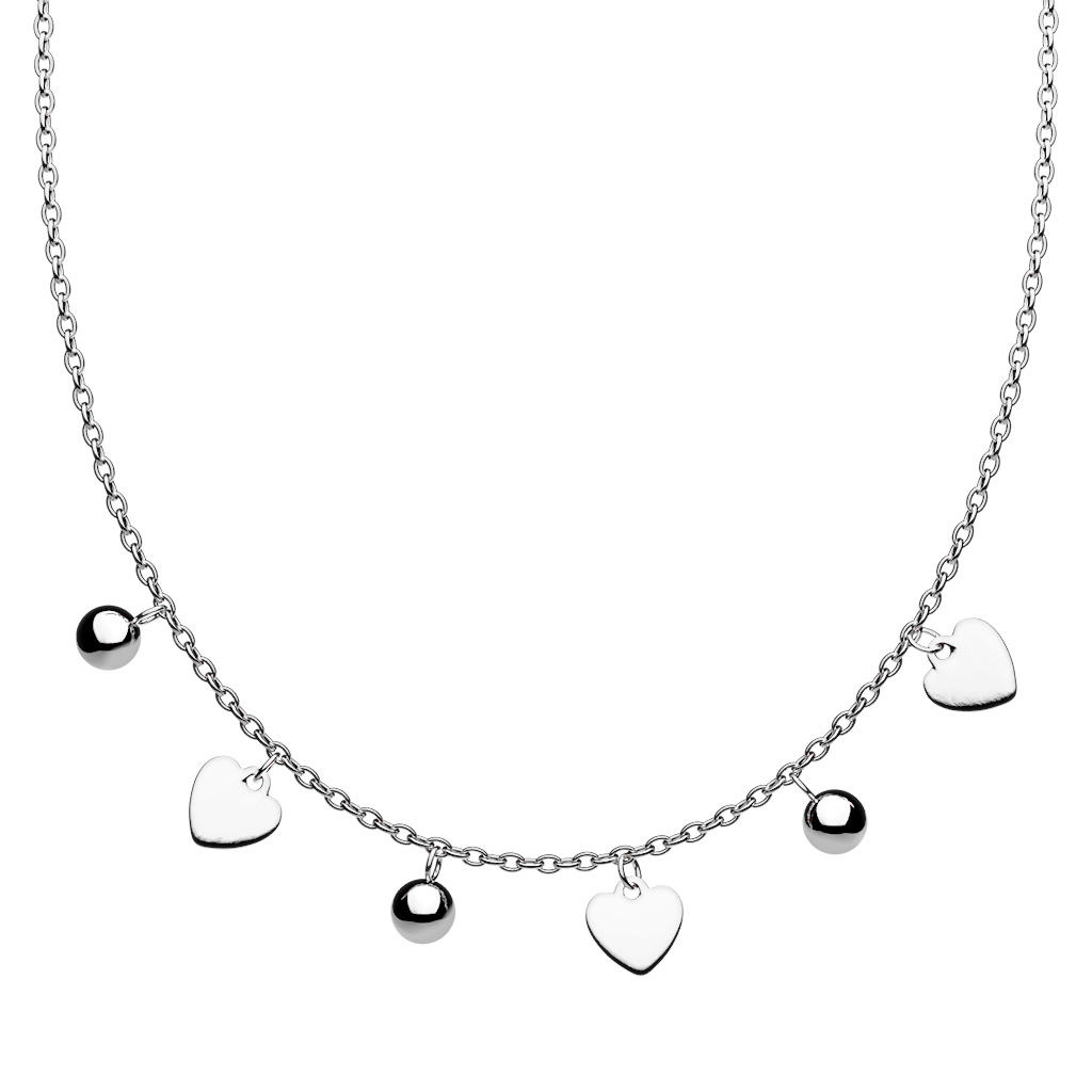 Image of Edelstahl Damen Halskette mit Anhänger Heart Spheres - Silber bei Apfelkiste.ch