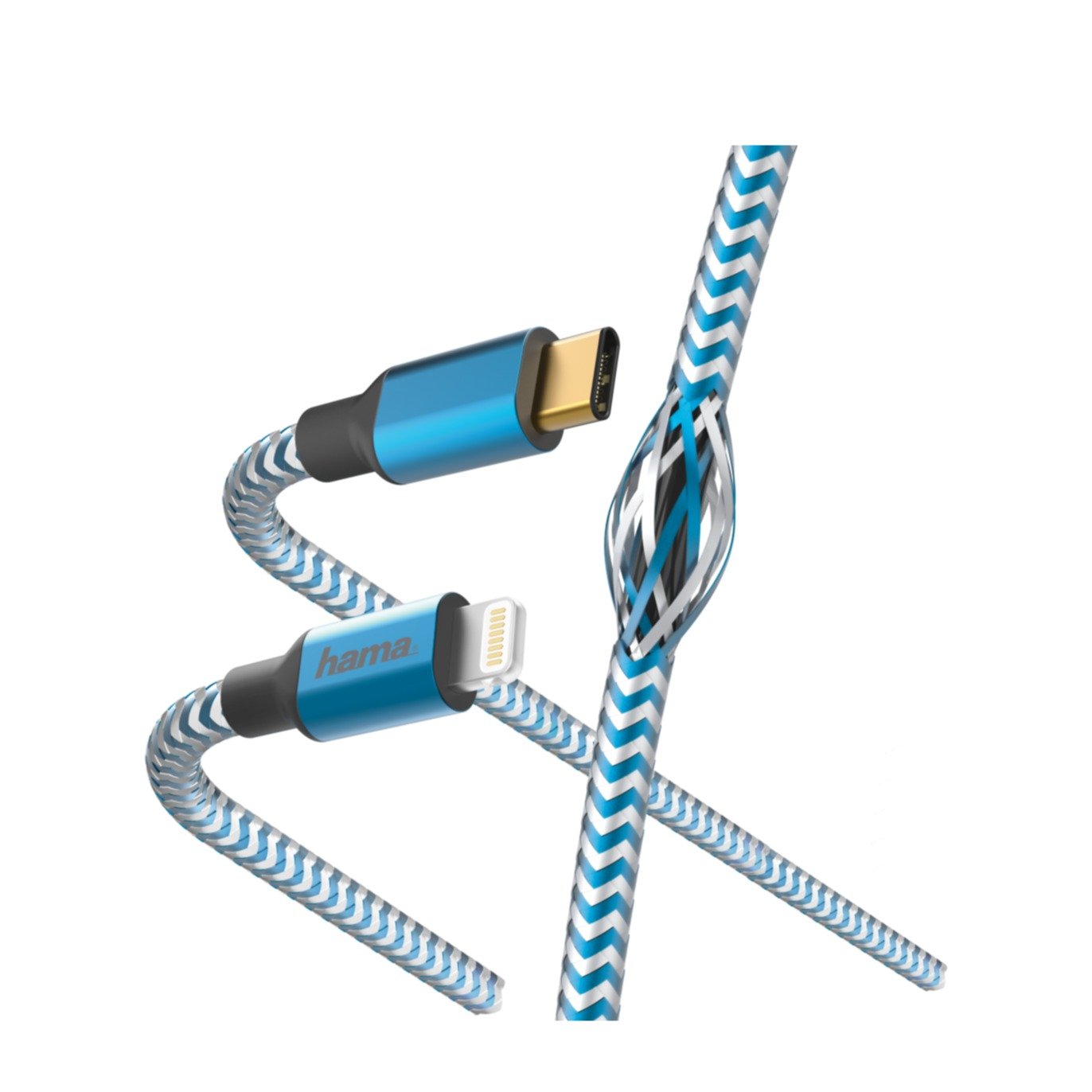 Image of Hama - (1.5m) 3A MFI USB C auf Lightning Schnellladekabel "Reflective" Nylon Datenkabel (00183311) - Blau bei Apfelkiste.ch