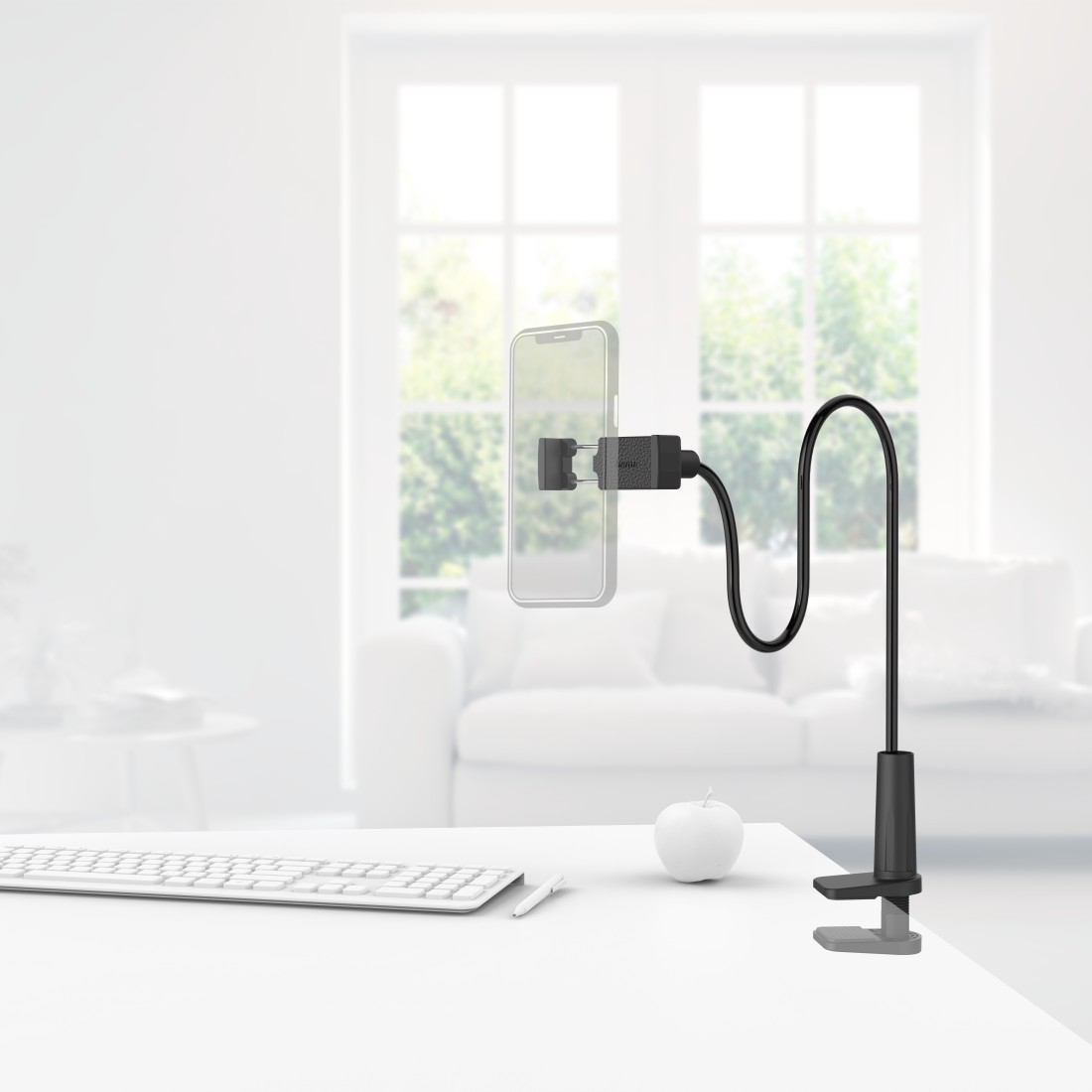 Image of Hama - Verstellbare Smartphone Halterung Schwanenhals mit Clip Tischhalterung (00110538) - Schwarz bei Apfelkiste.ch