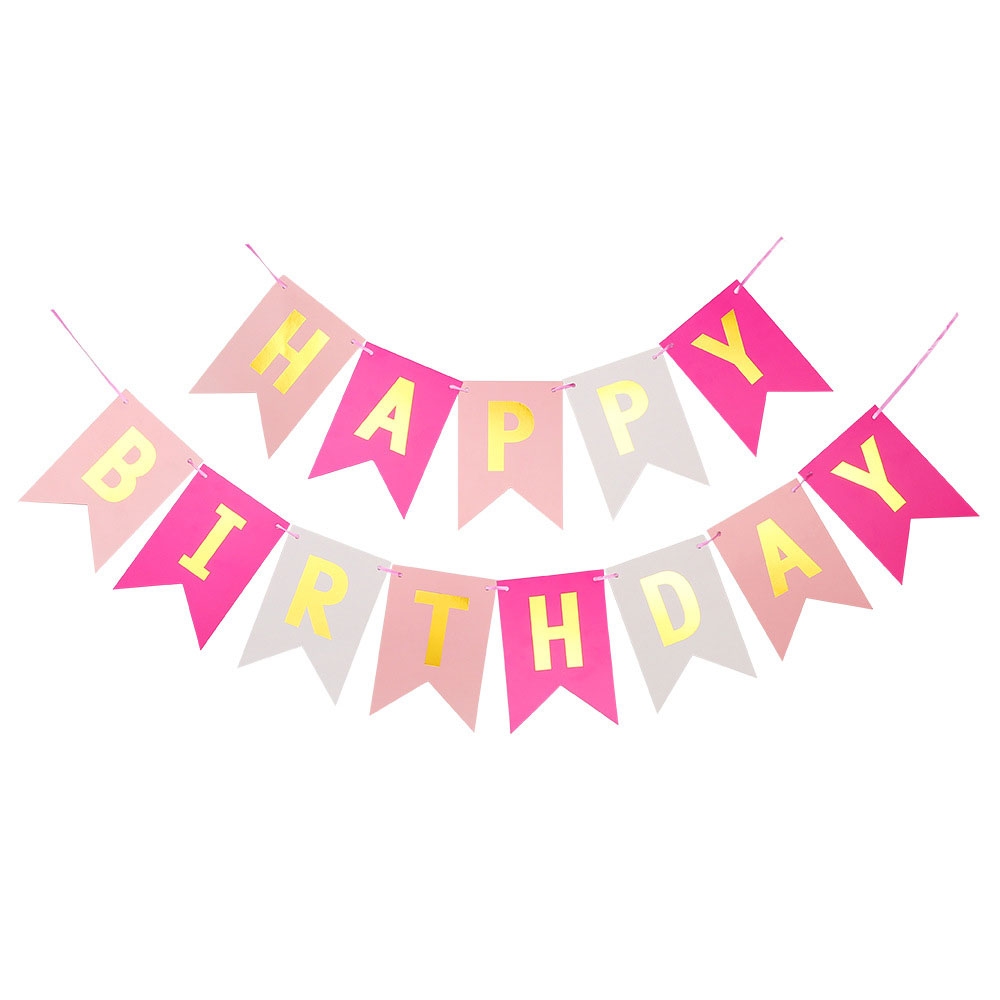 Image of Happy Birthday Geburtstags Girlande Party Dekoration Accessoire - Pink / Weiss bei Apfelkiste.ch