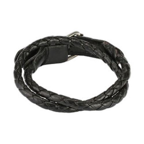 Image of Zweireihiges Echt Leder Herren Armband Geflochten - Schwarz bei Apfelkiste.ch