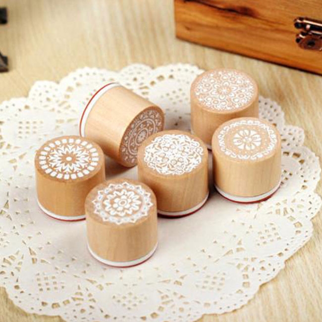 Image of (6er Set) Holz Stempel Mandala Motiv Druck Muster bei Apfelkiste.ch