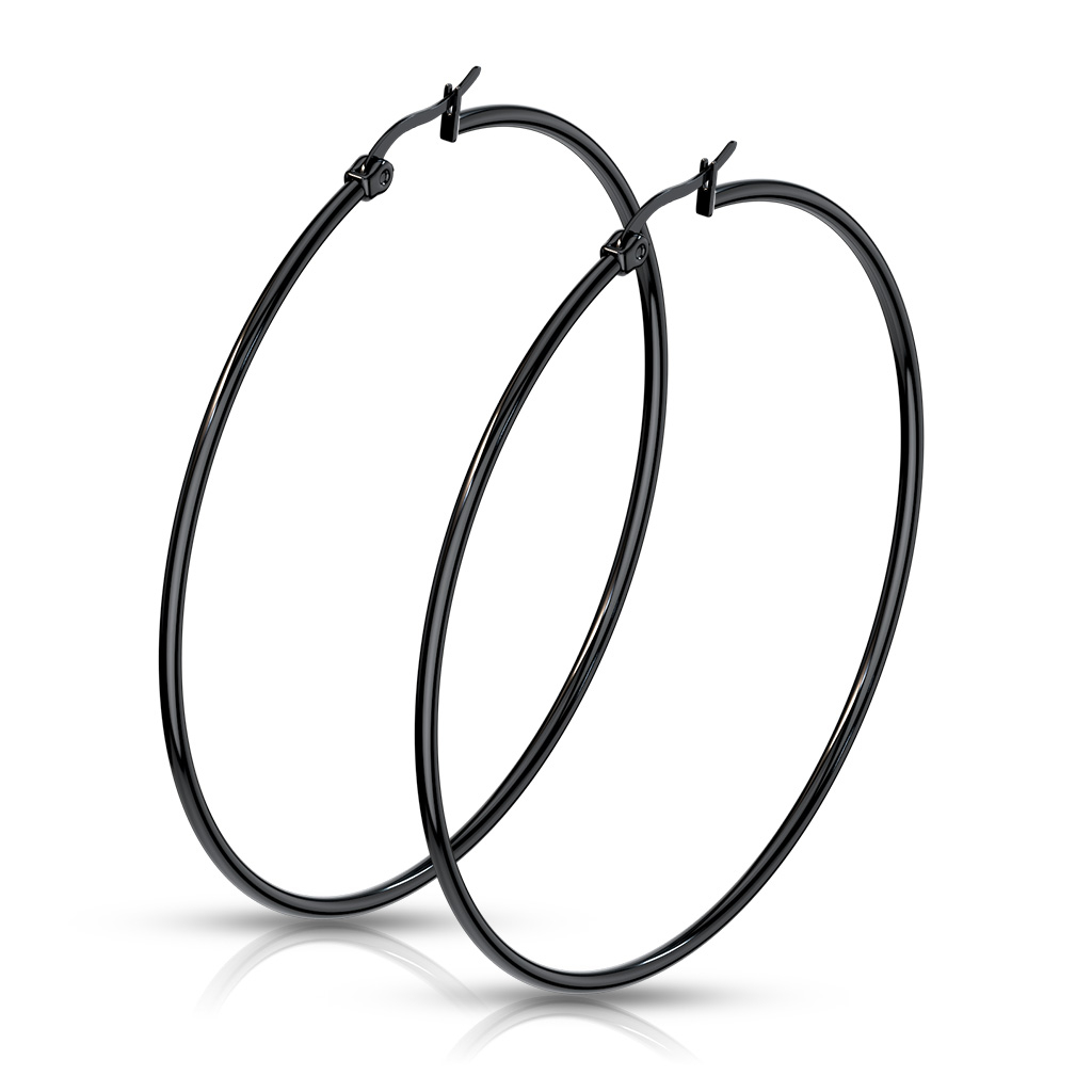 Image of Edelstahl Damen Ohrringe Kreolen - Schwarz bei Apfelkiste.ch