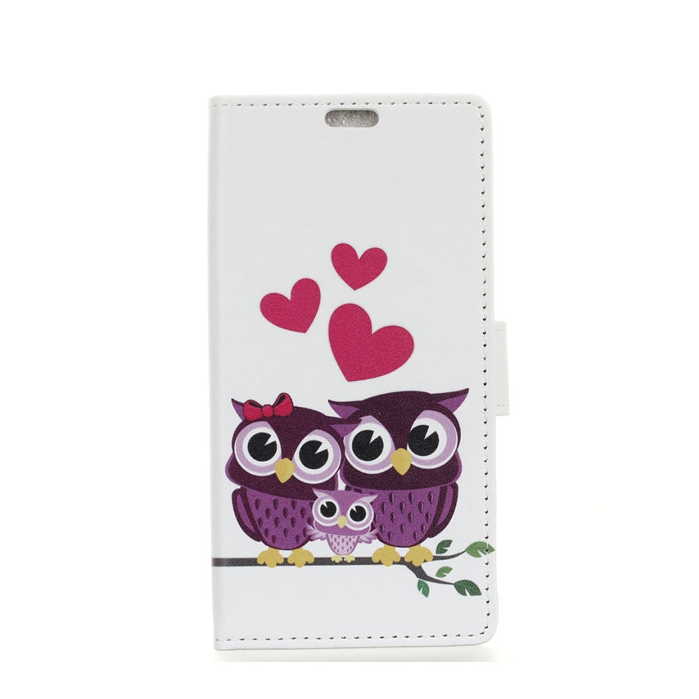 Image of HTC U12 Life Leder Tasche Wallet Case Eulenfamilie - Weiss bei Apfelkiste.ch