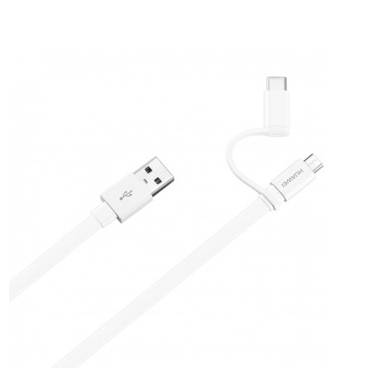 Image of Huawei - (1.5m) 2A Combo 2in1 USB C + Micro USB Ladekabel Datenkabel (AP55S) - Weiss bei Apfelkiste.ch