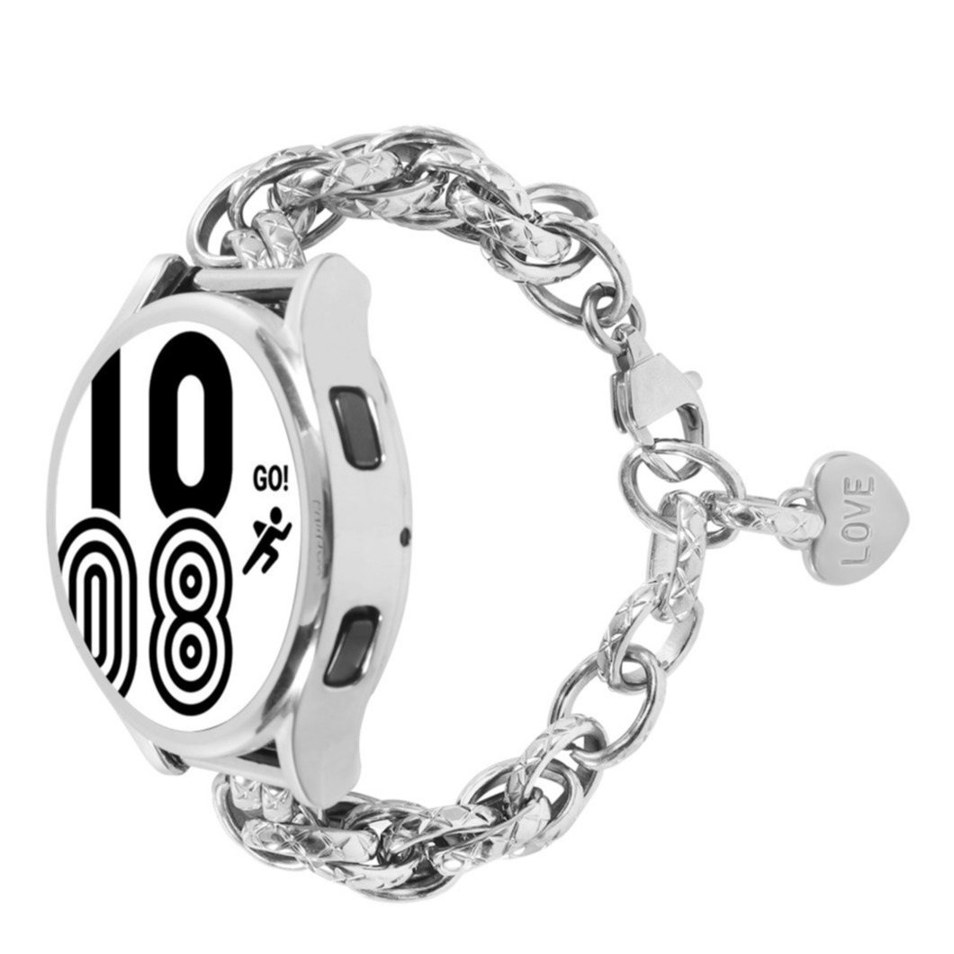 Image of Huawei Watch GT 2 / GT (42mm) Edelstahl Ersatz Armband mit Herzanhänger und Karabinerverschluss - Silber bei Apfelkiste.ch