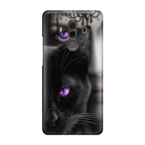 Huawei Mate 10 Pro Hardcase Schutzhülle Mystische Katze - Schwarz