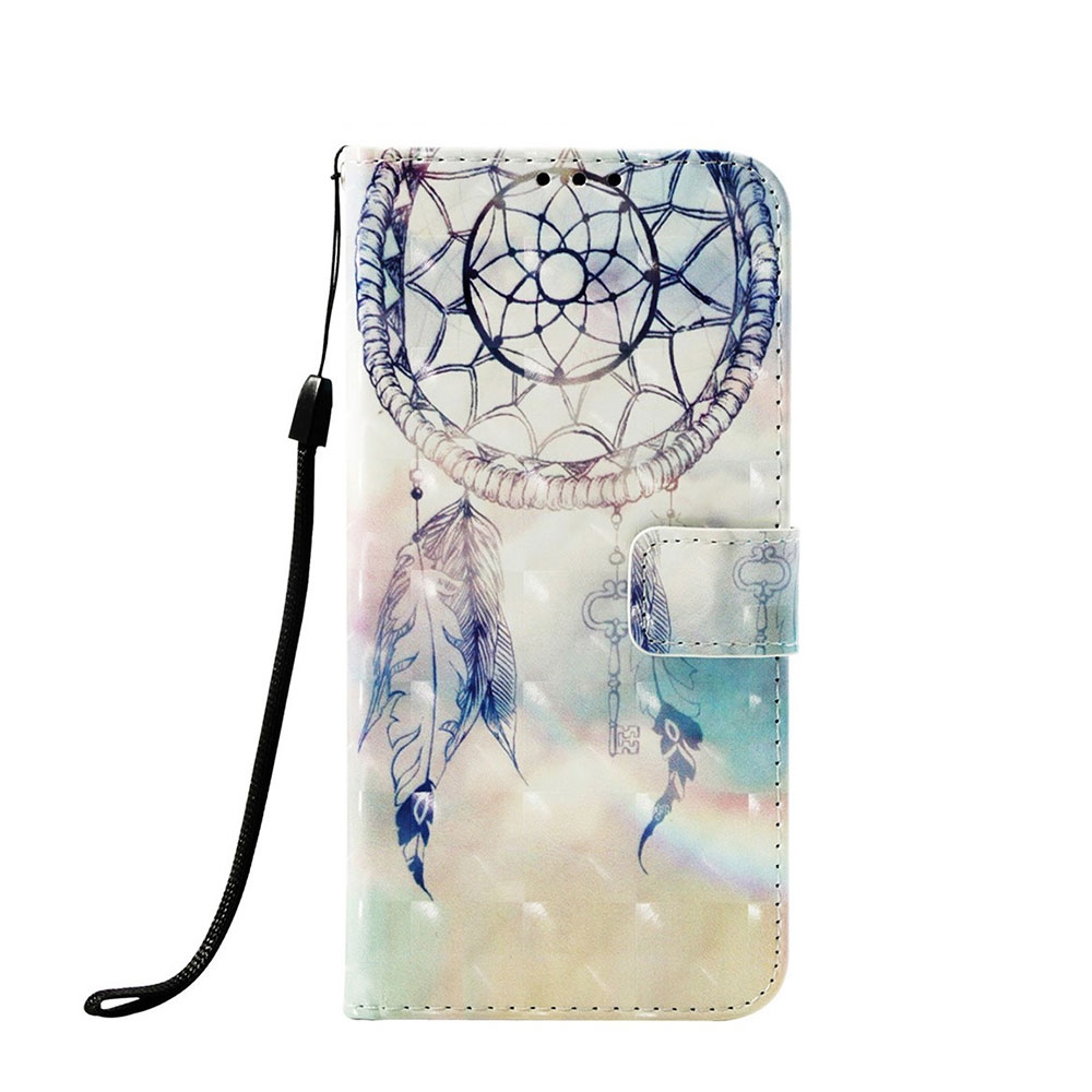 Huawei P Smart Plus (2019) Leder Tasche Portemonnaie Traumfänger - Blau / Weiss