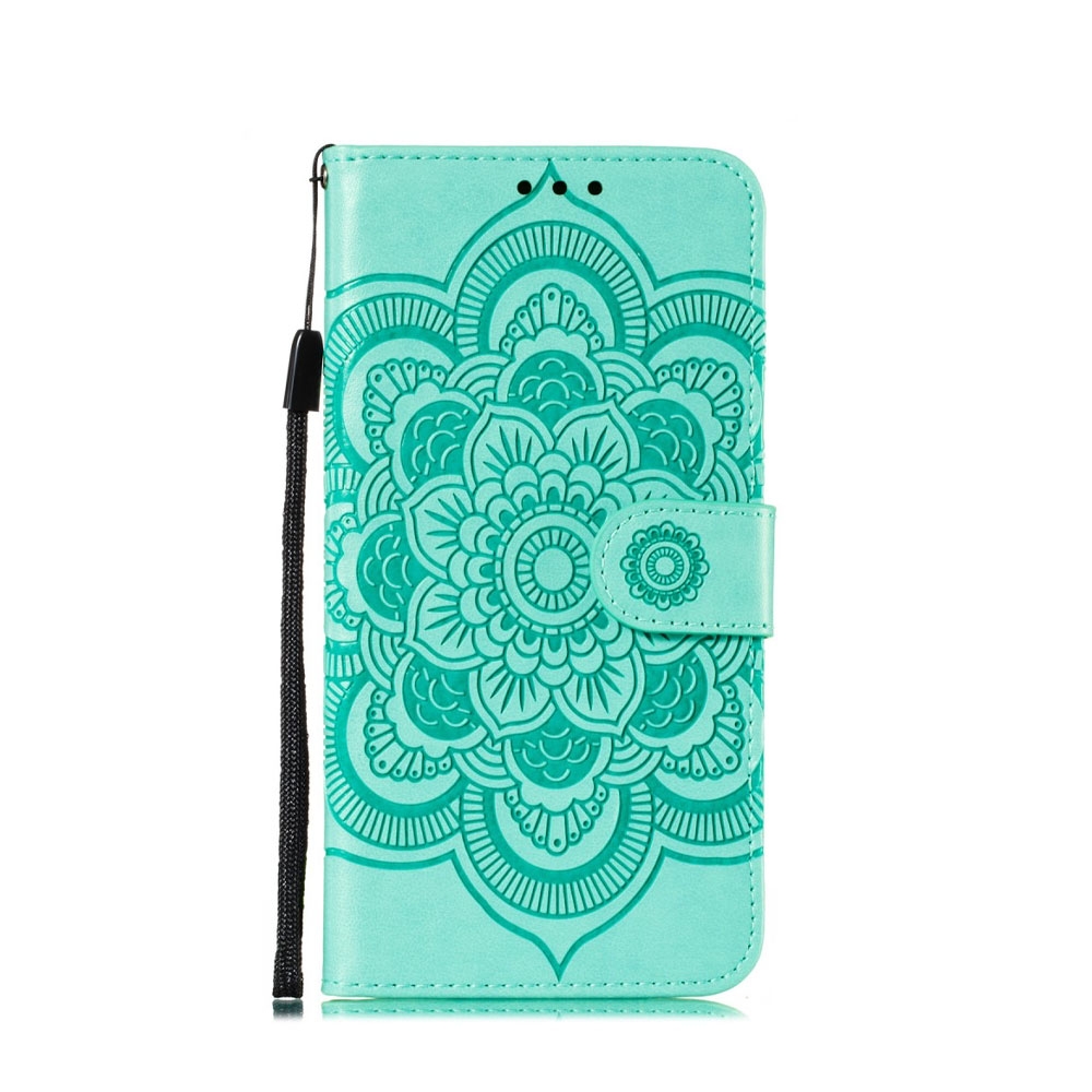 Image of Huawei P Smart (2020) Leder Tasche Wallet - Mandala Flowers - Türkis bei Apfelkiste.ch