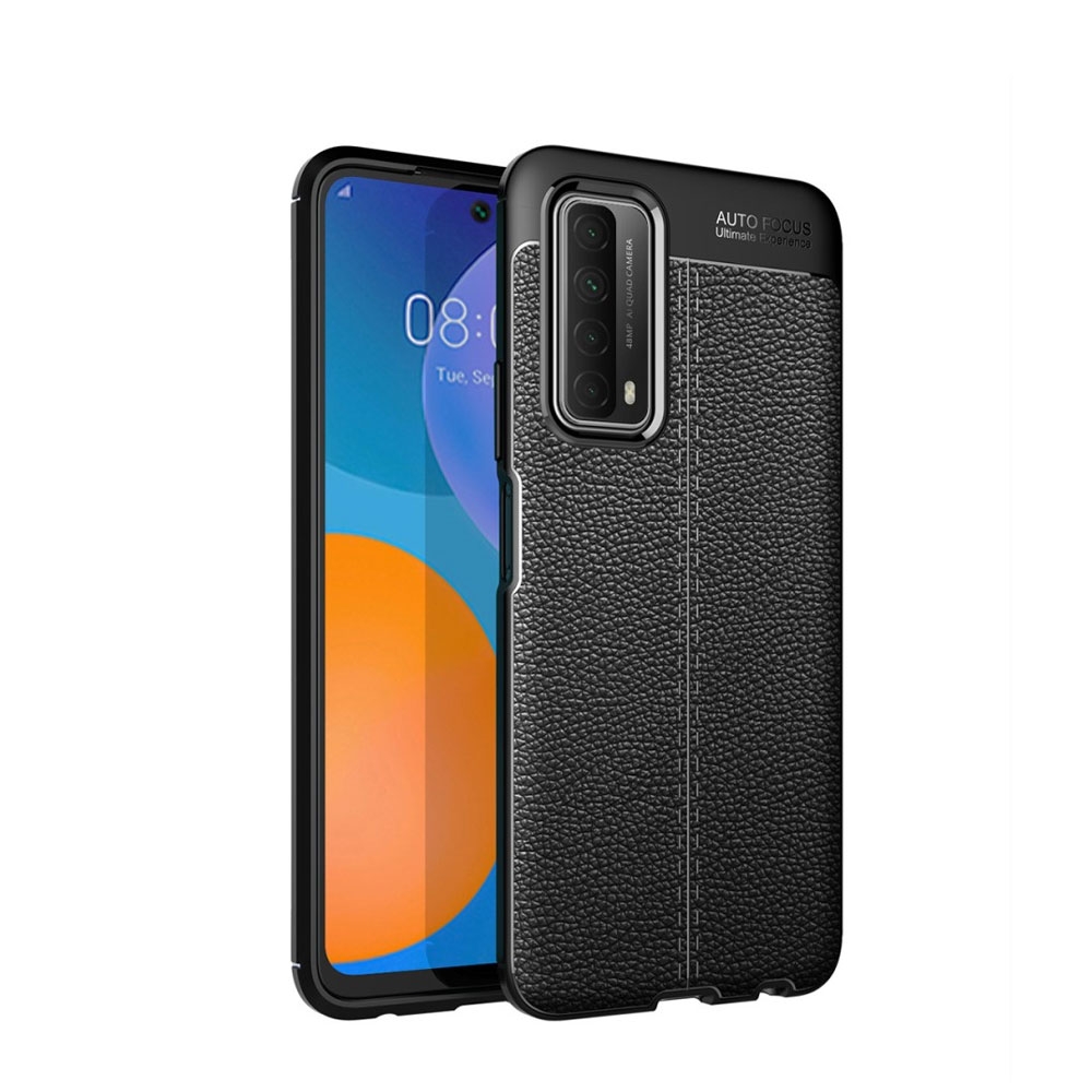 Image of Huawei P Smart (2021) Gummi Hülle Litchi Look - Schwarz bei Apfelkiste.ch