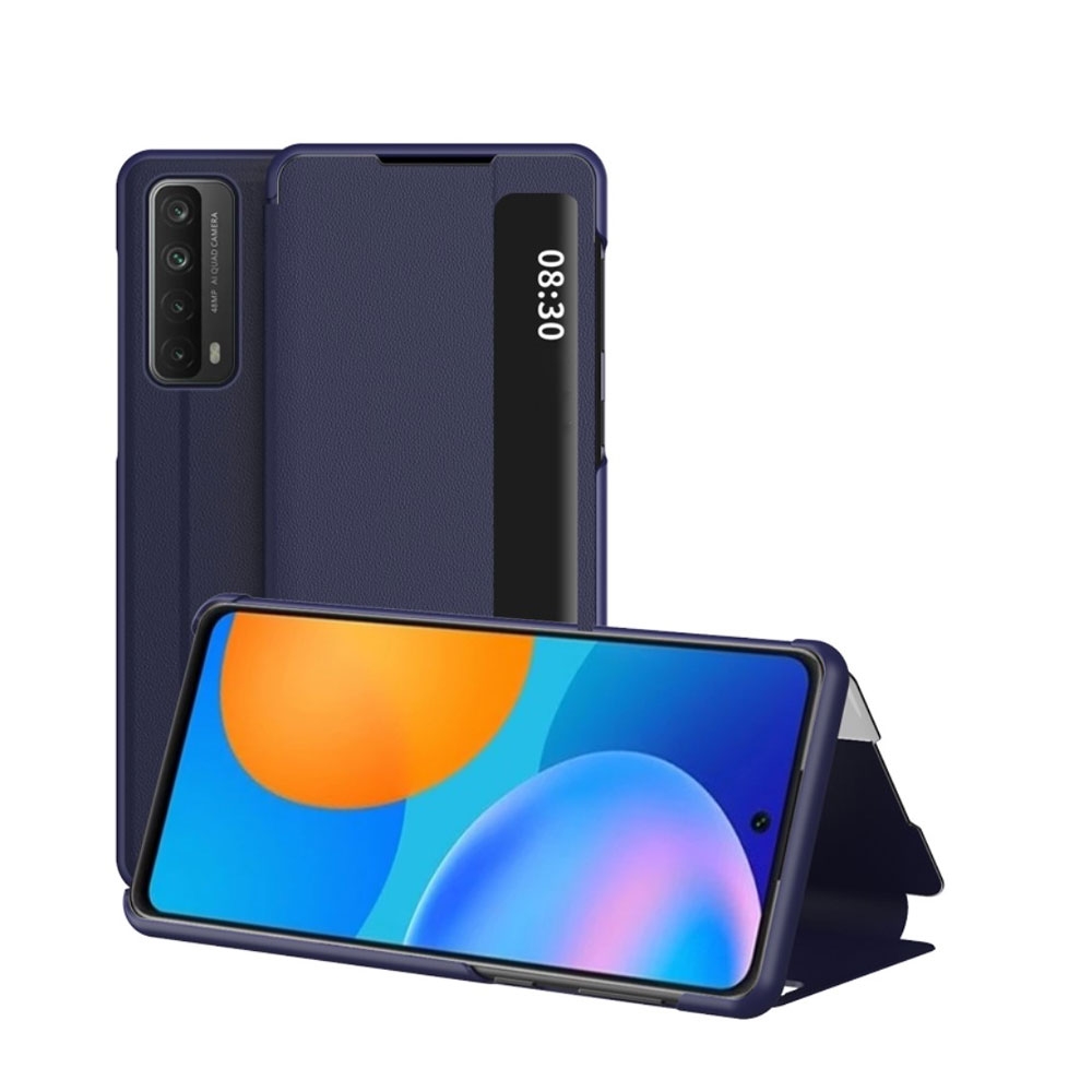 Image of Huawei P Smart (2021) Leder Hülle Slim Window View Flip Case - Blau bei Apfelkiste.ch