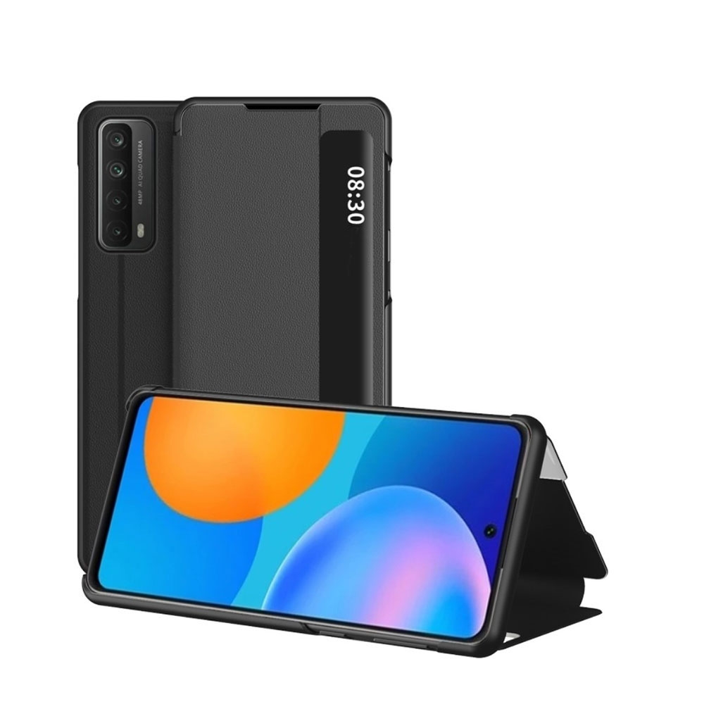 Image of Huawei P Smart (2021) Leder Hülle Slim Window View Flip Case - Schwarz bei Apfelkiste.ch