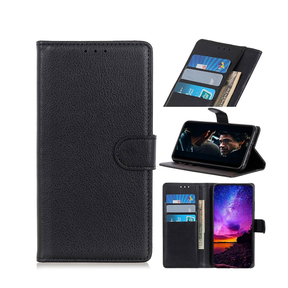 Image of Huawei P Smart Z Leder Tasche Flip Cover Litchi Look - Schwarz bei Apfelkiste.ch
