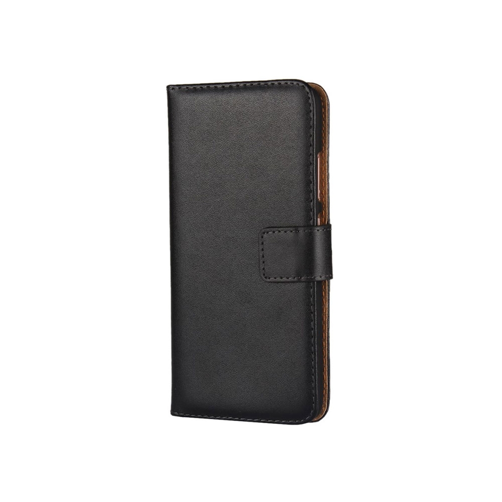 Image of Huawei P10 Echtleder Tasche Hülle Flip Cover mit Kartenfach - Schwarz bei Apfelkiste.ch