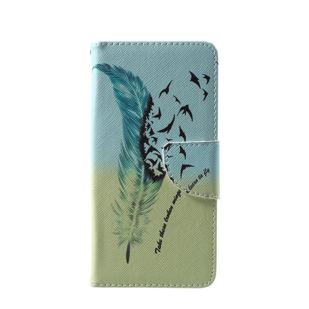 Image of Huawei P10 Leder Tasche mit Kartenfächern - Schwalbenfeder bei Apfelkiste.ch