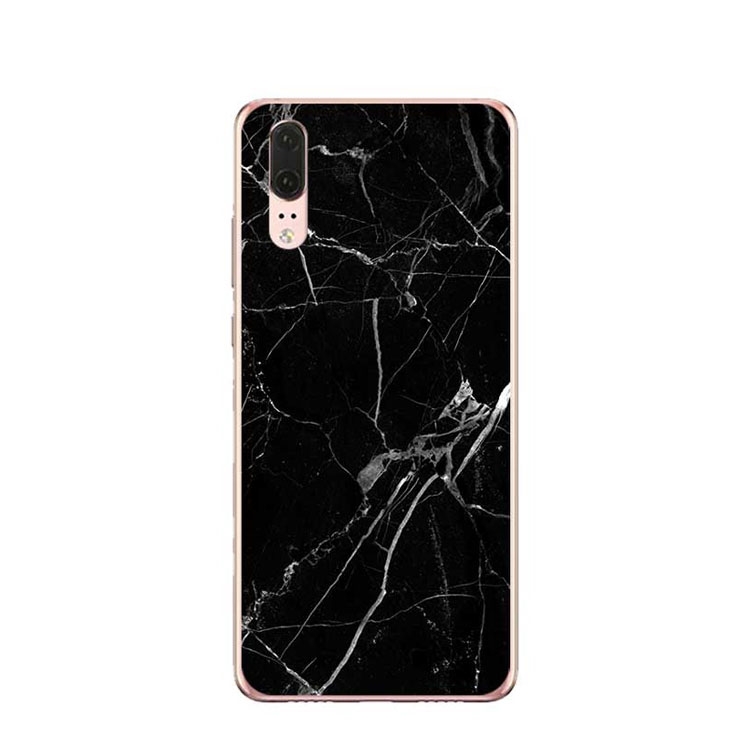 Image of Apfelkiste © - Huawei P20 Gummi Case Hülle Ultra Thin Marmor Marble - Schwarz bei Apfelkiste.ch