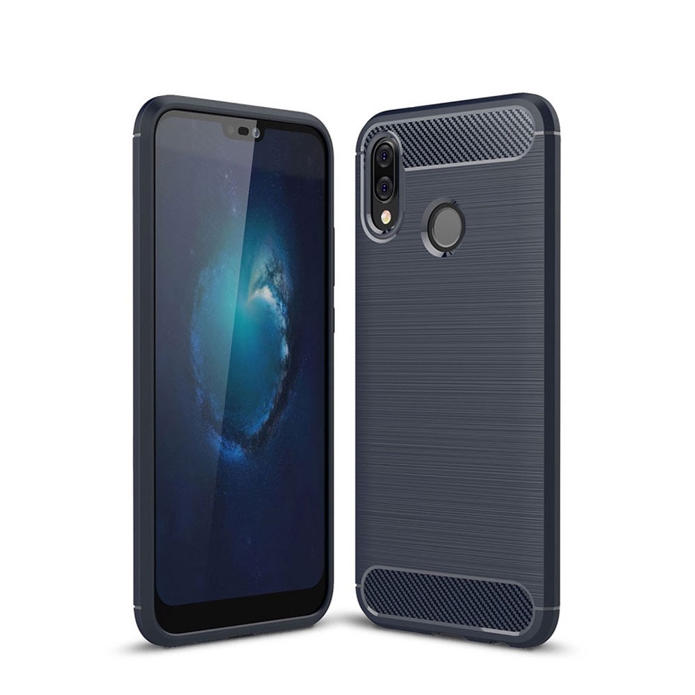 Image of Huawei P20 Lite (2018) Gummi Case Schutzhülle im Carbon Look - Dunkelblau bei Apfelkiste.ch