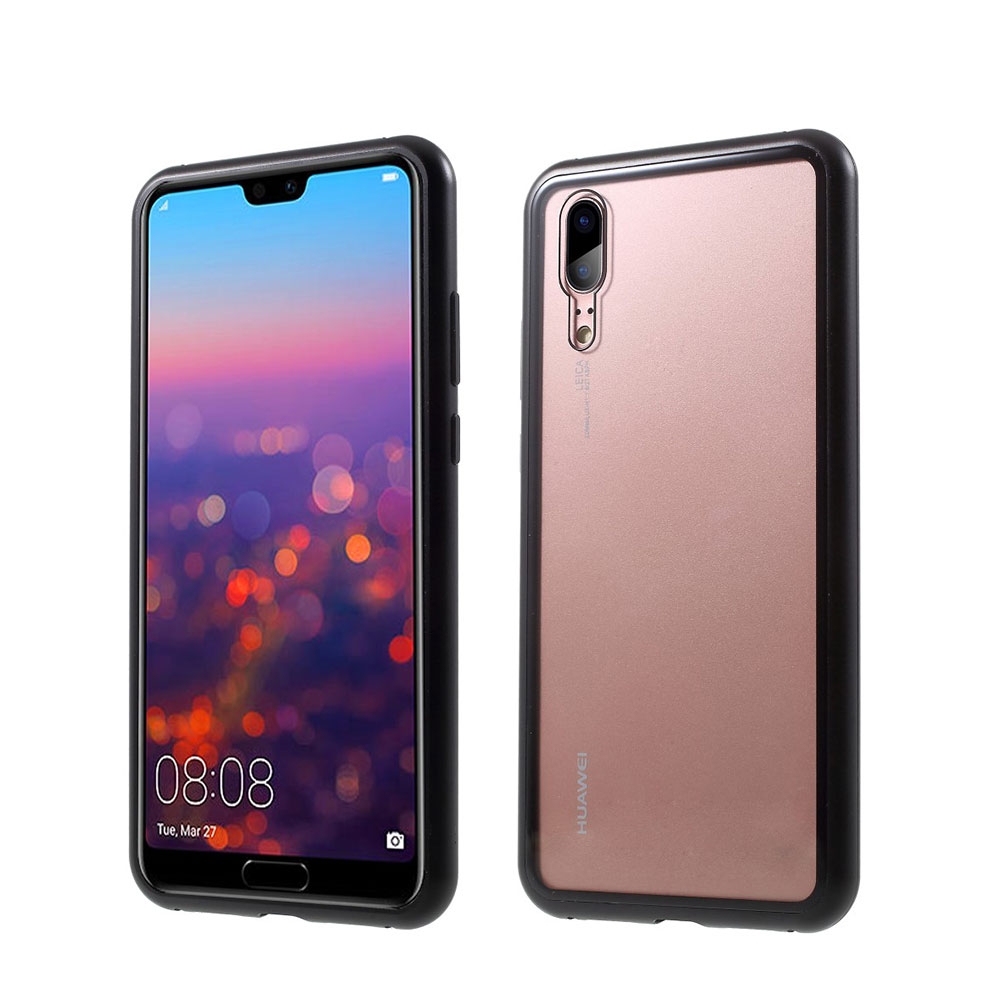 Image of Huawei P20 Magnetische Alu Schutzhülle mit Panzer Glas Backcover (Magnet-Technologie) - Schwarz bei Apfelkiste.ch
