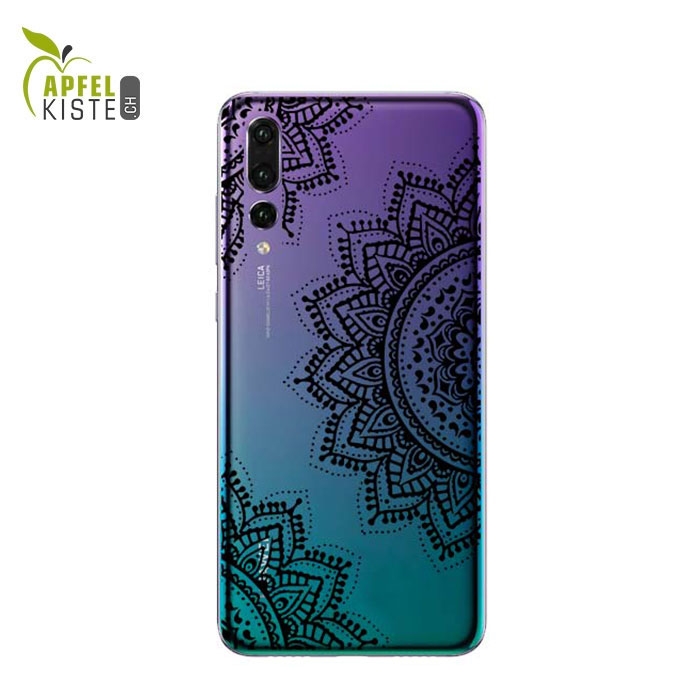 © - Huawei P20 Pro Gummi Case Hülle Ultra Thin Henna Mandala - Transparent / Schwarz