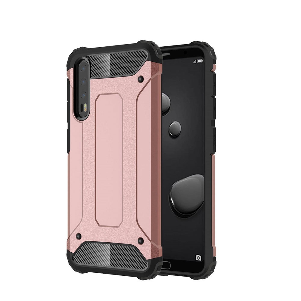 Image of Huawei P20 Pro Outdoor Hybrid Hardcase Hülle - Roségold / Schwarz bei Apfelkiste.ch