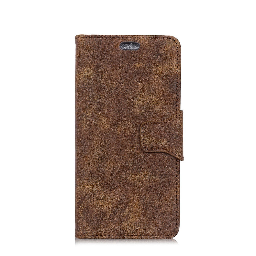 Image of Huawei P30 Lite New Edition / P30 Lite Vintage Leder Tasche Flip Cover mit Kartenfächer - Dunkelbraun bei Apfelkiste.ch