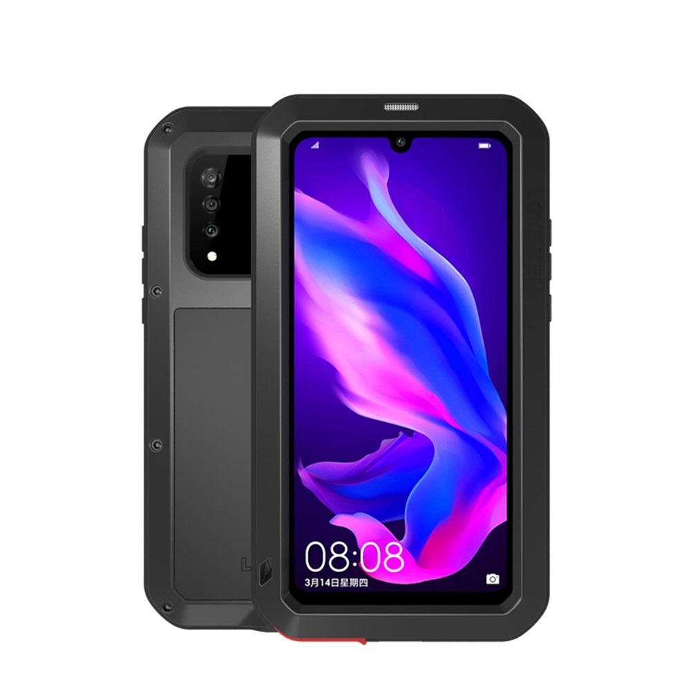 Image of LOVE MEI - Huawei P30 Lite New Edition / P30 Lite Silikon Metall Outdoor Case + Panzerfolie - Schwarz bei Apfelkiste.ch