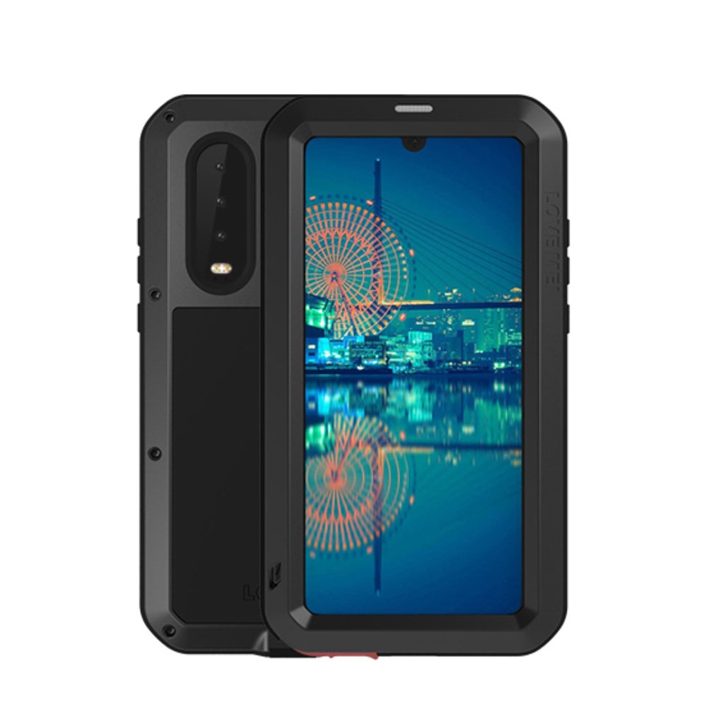 Image of LOVE MEI - Huawei P30 Silikon Metall Outdoor Case + Panzerfolie - Schwarz bei Apfelkiste.ch