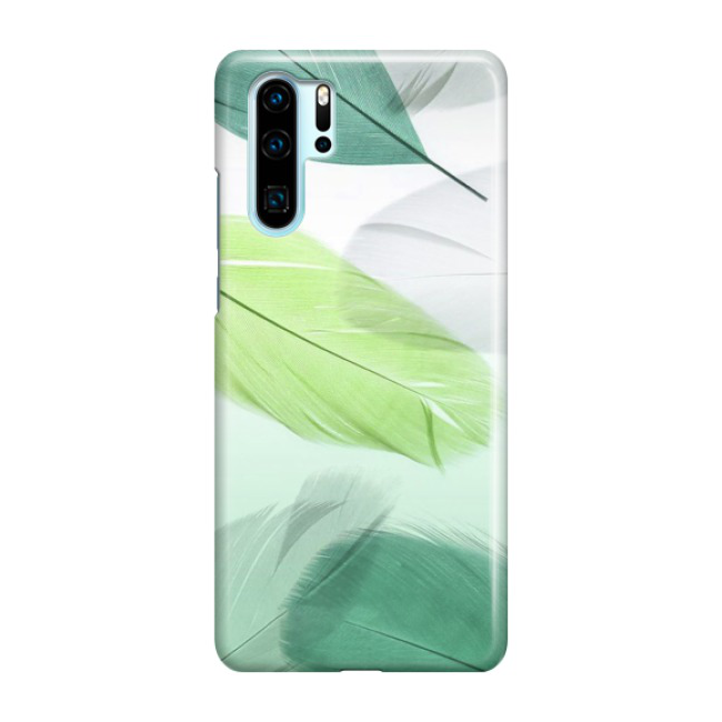 Huawei P30 Pro New Edition / P30 Pro Hardcase Schutzhülle Federn - Grün / Weiss