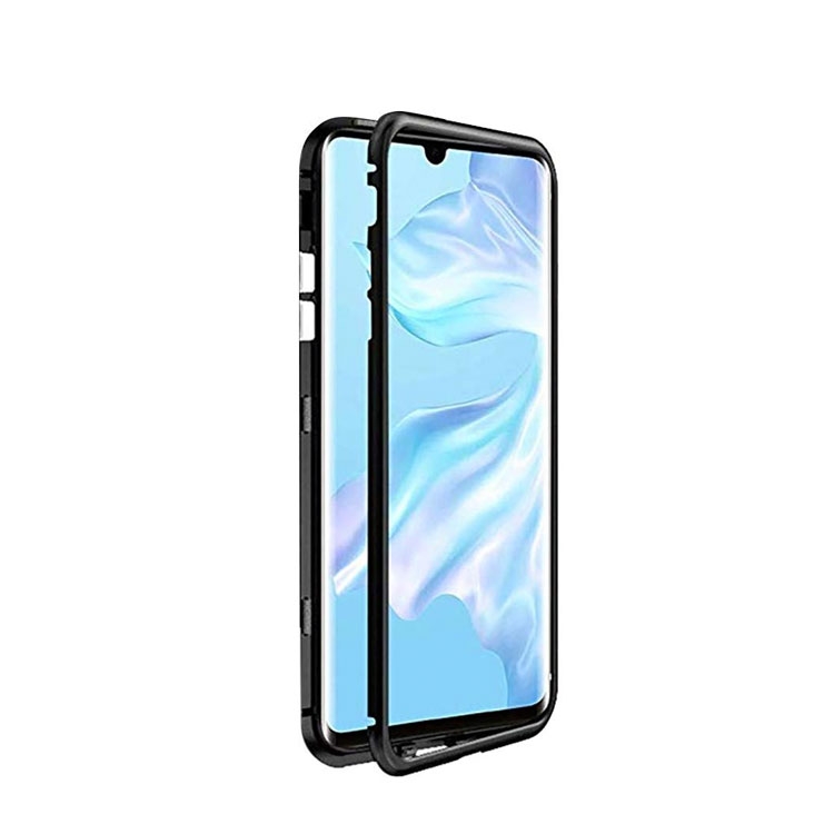 Image of Huawei P30 Pro New Edition / P30 Pro Magnetische Alu Schutzhülle mit Panzer Glas Backcover (Magnet-Technologie) - Schwarz bei Apfelkiste.ch