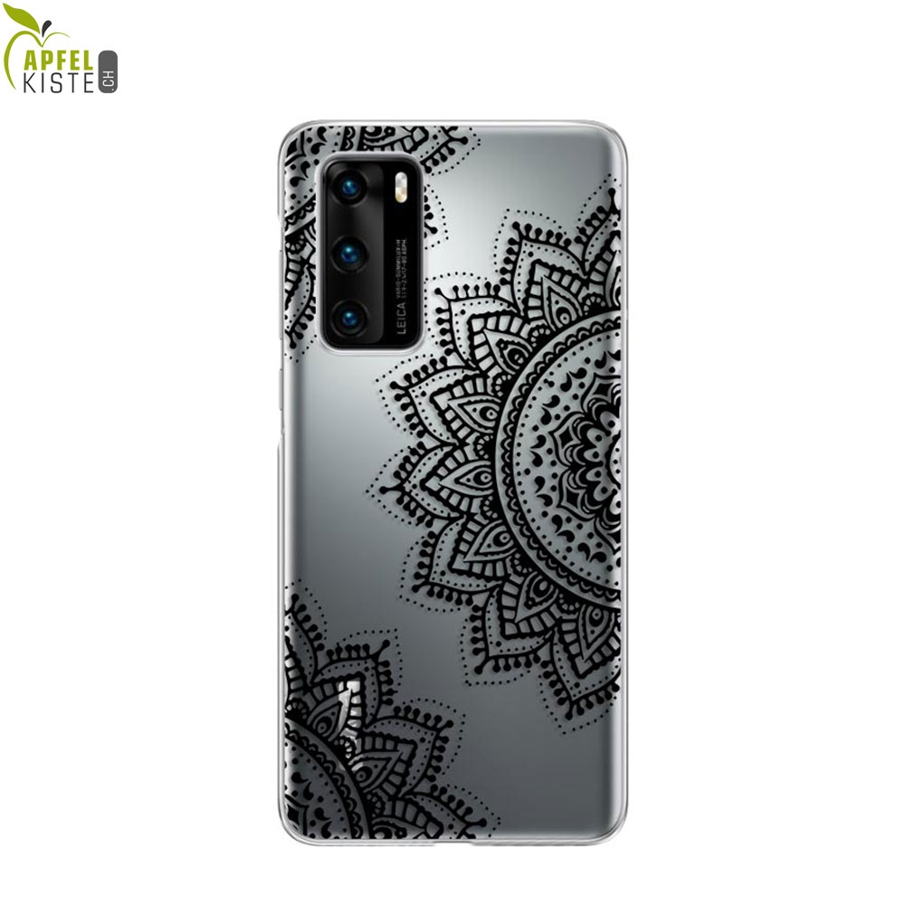 © - Huawei P40 Gummi Case Hülle Ultra Thin Henna Mandala - Transparent / Schwarz