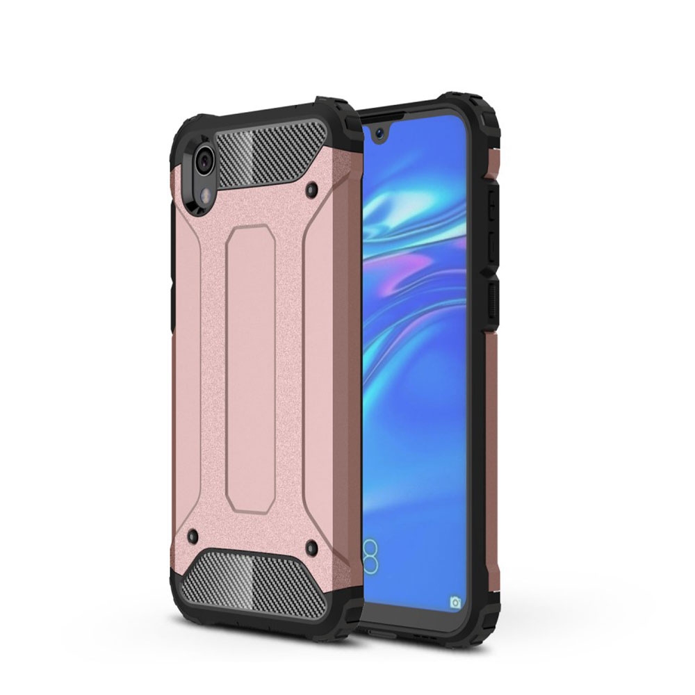 Image of Huawei Y5 (2019) Outdoor Hybrid Hardcase Hülle - Roségold / Schwarz bei Apfelkiste.ch
