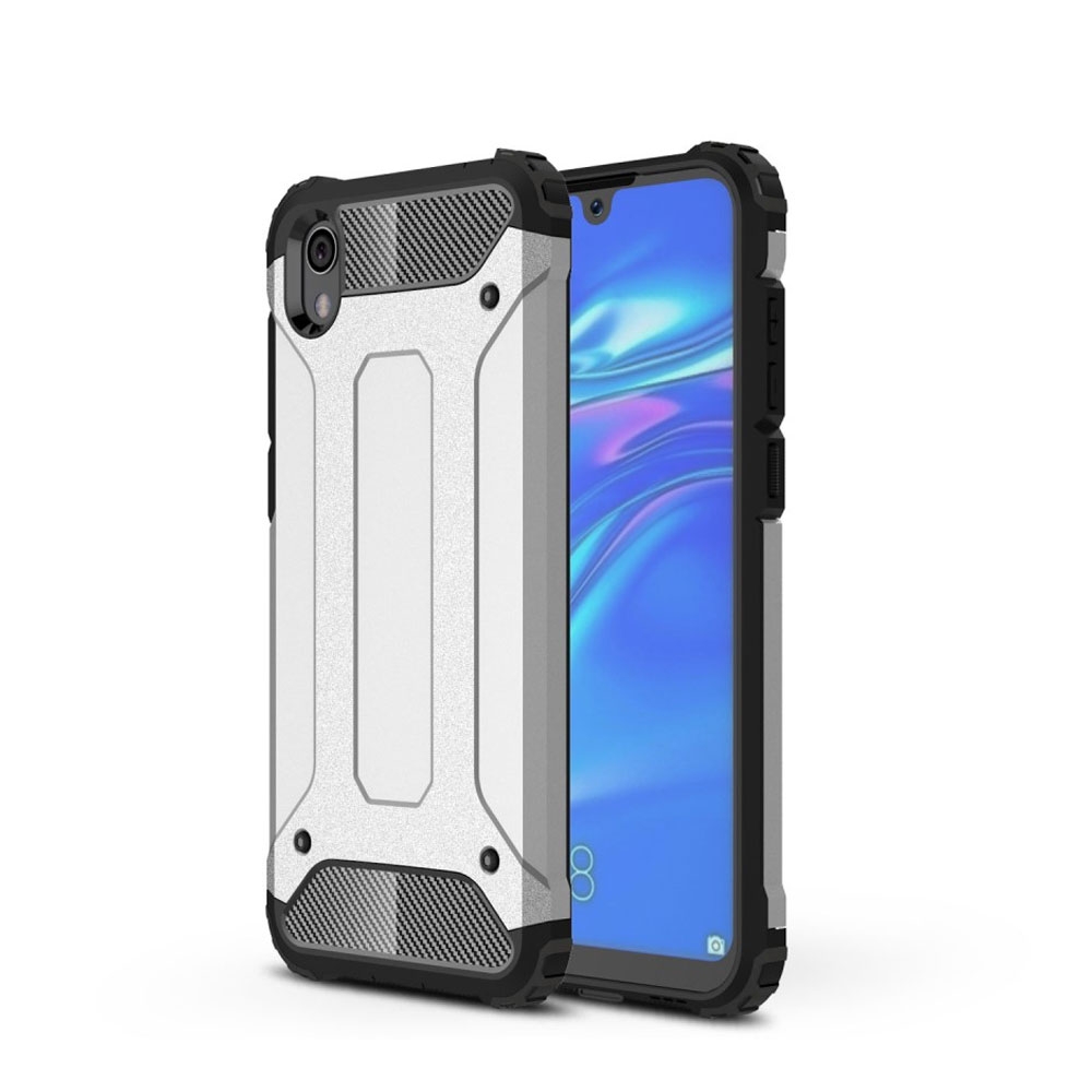 Image of Huawei Y5 (2019) Outdoor Hybrid Hardcase Hülle - Silber / Schwarz bei Apfelkiste.ch