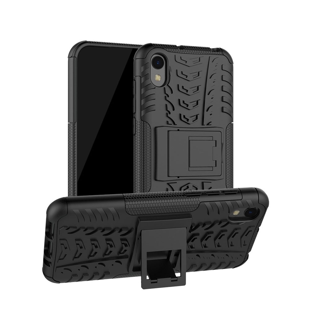 Image of Huawei Y5 (2019) Hybrid Outdoor Gummi Case Hülle mit Aufsteller - Schwarz bei Apfelkiste.ch