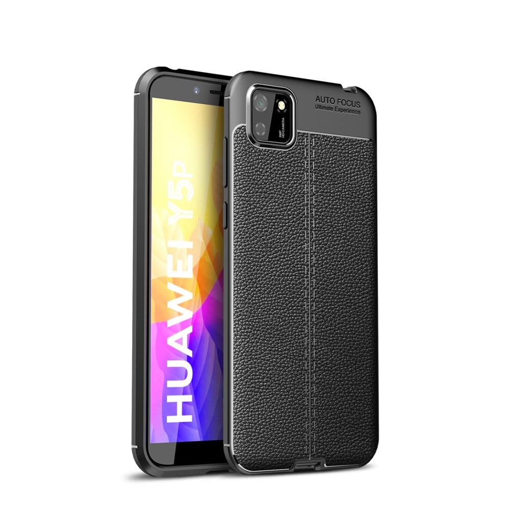 Image of Huawei Y5p Gummi Hülle Litchi Look - Schwarz bei Apfelkiste.ch