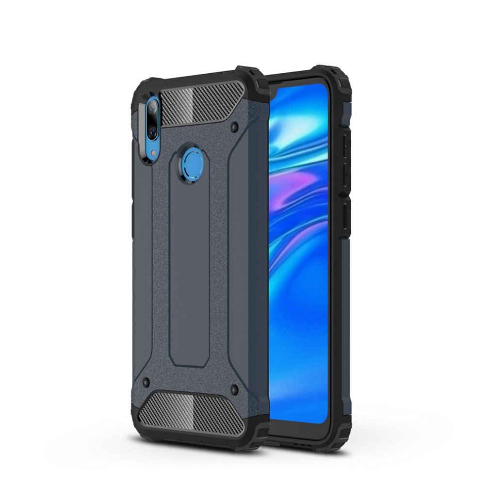 Image of Huawei Y7 (2019) Outdoor Hybrid Hardcase Hülle - Dunkelblau / Schwarz bei Apfelkiste.ch