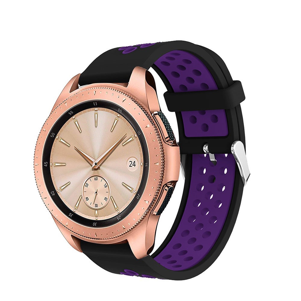 Image of Huawei Watch GT 2 / GT (42mm) Silikon Armband Dual Color Dornschliesse - Schwarz / Lila bei Apfelkiste.ch