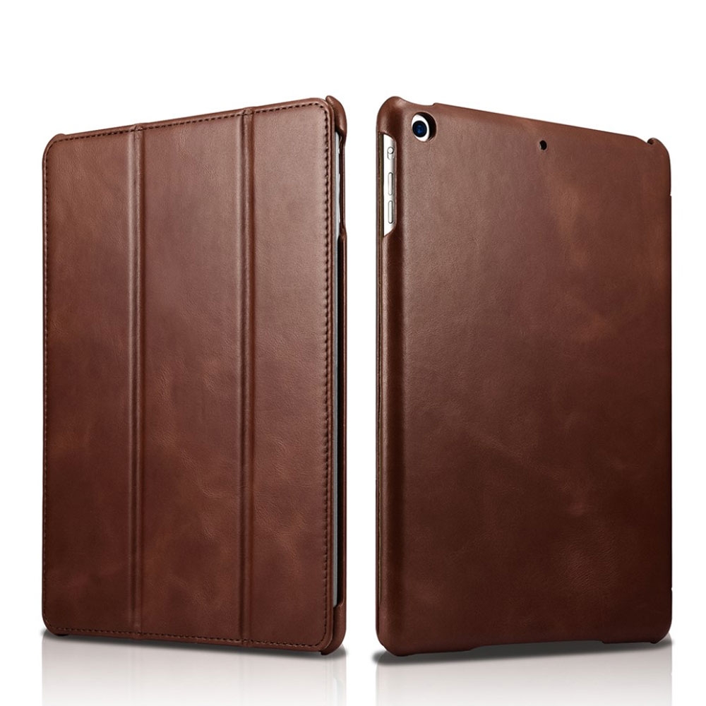Image of ICarer - iPad 9.7" (2018/2017) Echtleder Tasche Smart Case Hülle - Braun bei Apfelkiste.ch