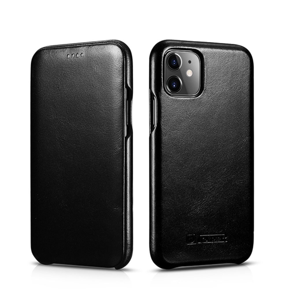 Image of ICarer - iPhone 11 Echtleder Tasche Case Hülle - Schwarz bei Apfelkiste.ch