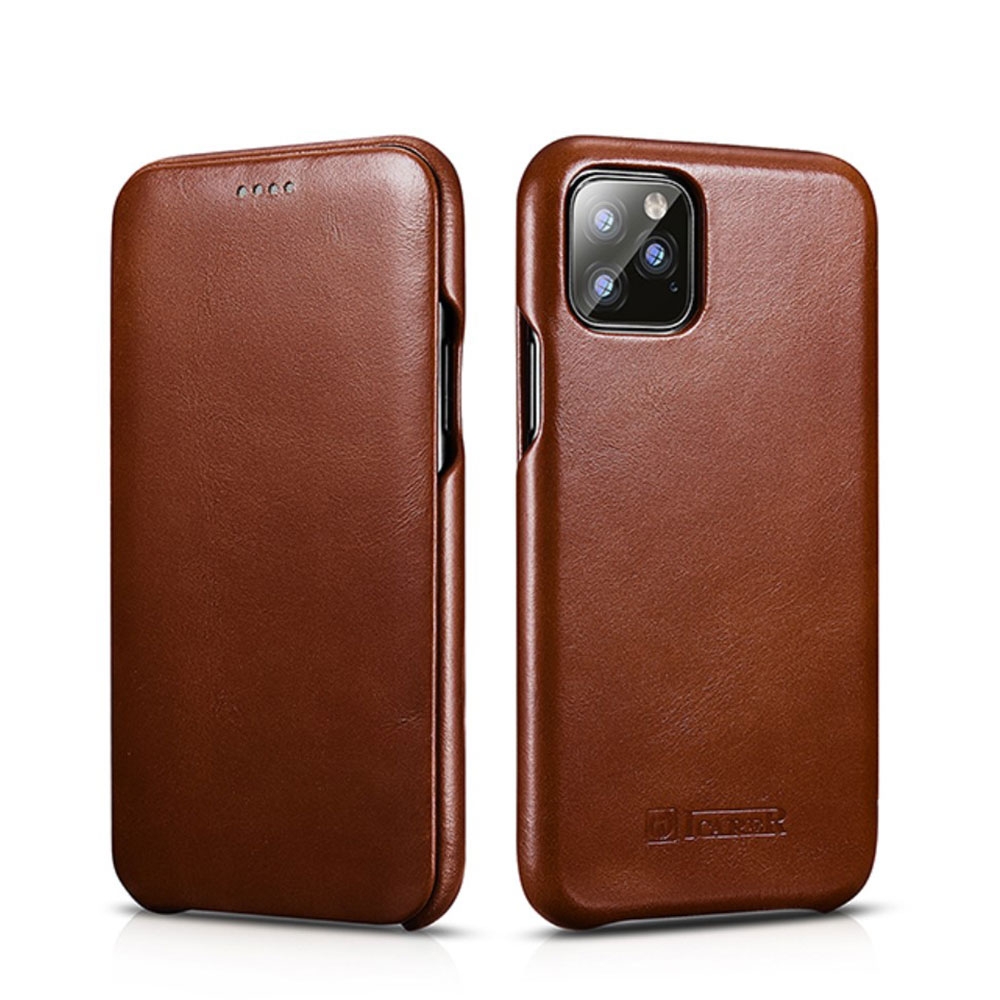 Image of ICarer - iPhone 11 Pro Max Echtleder Tasche Case Hülle - Braun bei Apfelkiste.ch