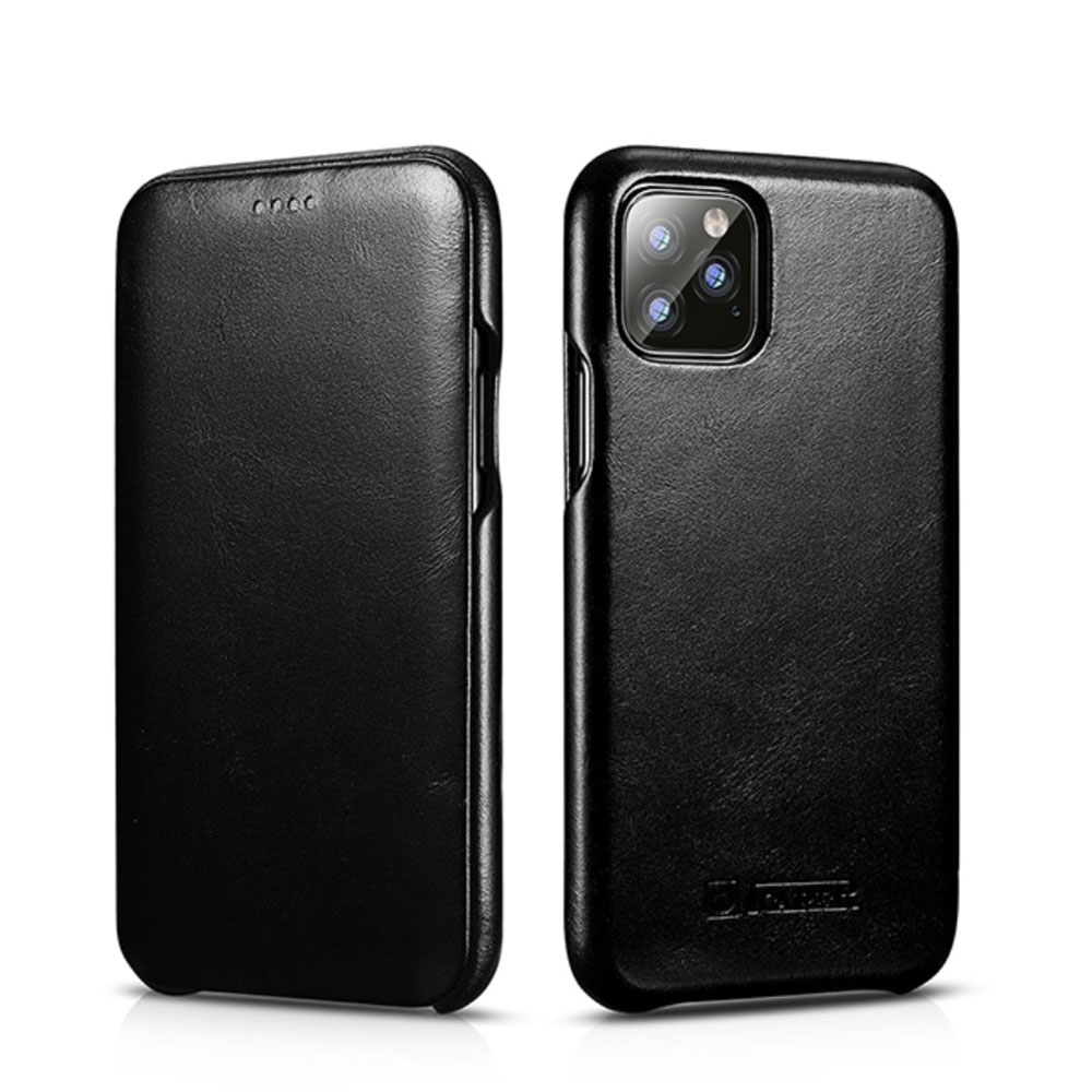 Image of ICarer - iPhone 11 Pro Max Echtleder Tasche Case Hülle - Schwarz bei Apfelkiste.ch