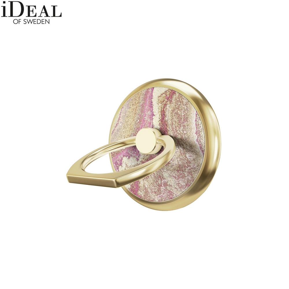 Magnetische Finger Griff Ring Halterung 360 Grad für Smartphones + Magneteinlage (IDMRM-120) - Golden Blush Marble