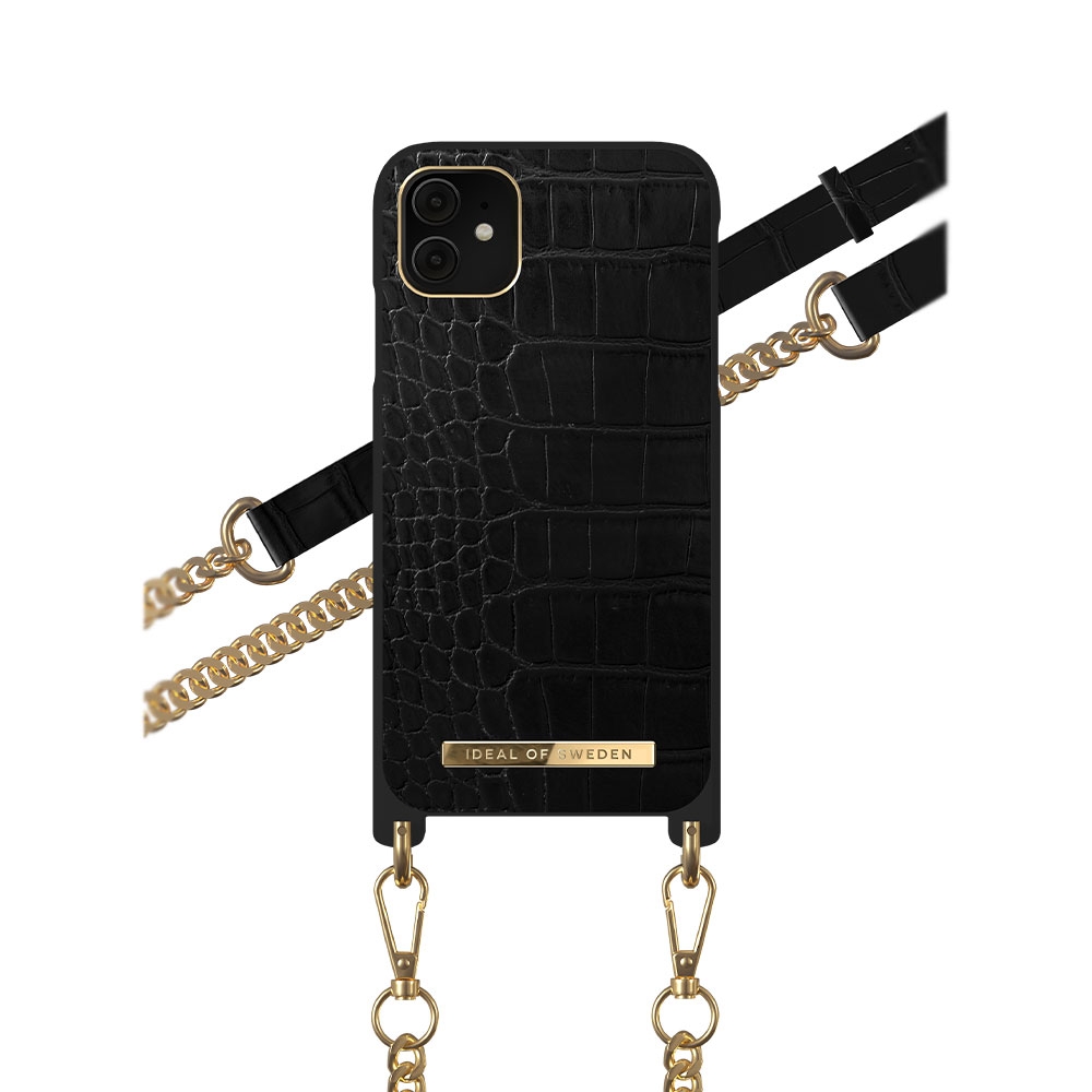 Image of iDeal of Sweden - iPhone 11 / iPhone Xr Necklace Case Hardcase Hülle + Handykette (IDNCSS20-I1961-207) - Jet Black Croco bei Apfelkiste.ch